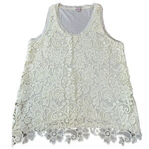 J Crew‎ Women’s S Embroidered Lace Overlay Sleeveless Blouse Feminine Fairycore